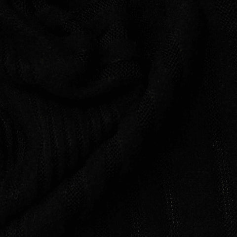Black Vertical-Stripe Rib Knit, Polyester, 198 gsm