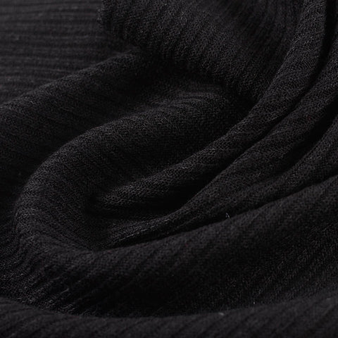 Black Marl Rib Knit, Polyester, 228 gsm