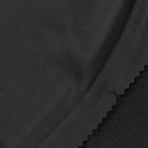 Polyester Stretch Fleece Fabric, 260 gsm, 155 cm — Black