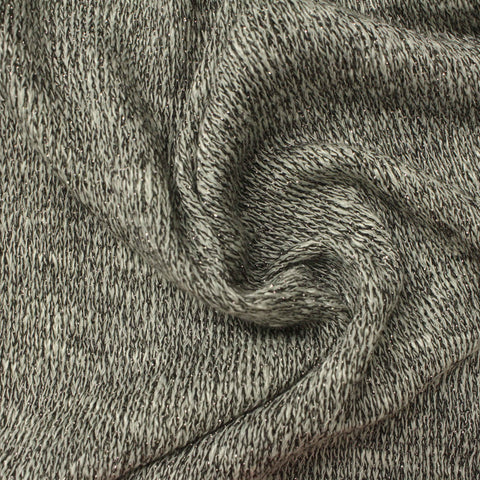 Black Heathered-Marl Chunky Knit, Viscose-Poly, 165 gsm