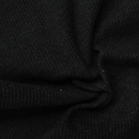 Cotton Polyester Rib Knit Fabric, 280 gsm, 160 cm — Black