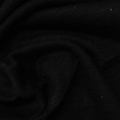 Slub Polyester Cotton French Terry Fabric, 235 gsm — Black