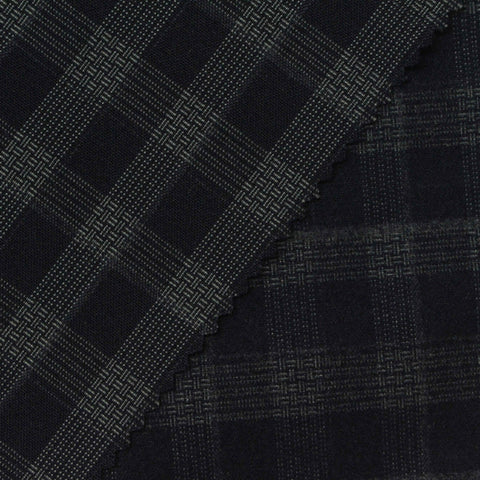 Dark Grey Tone-on-Tone Check Woven, Poly-Viscose