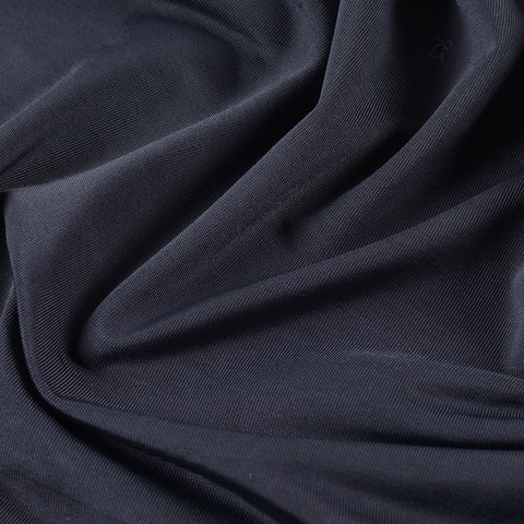 Polyester Stretch Milk Silk Knit Fabric, 140 gsm, 155 cm — Navy