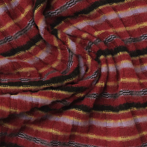 Red Plaid Rib Knit, Polyester