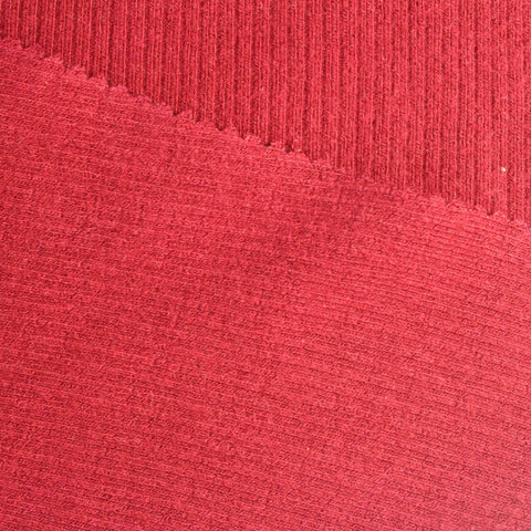 Viscose Nylon Stretch Rib Knit Fabric, 478 gsm, 155 cm — Red