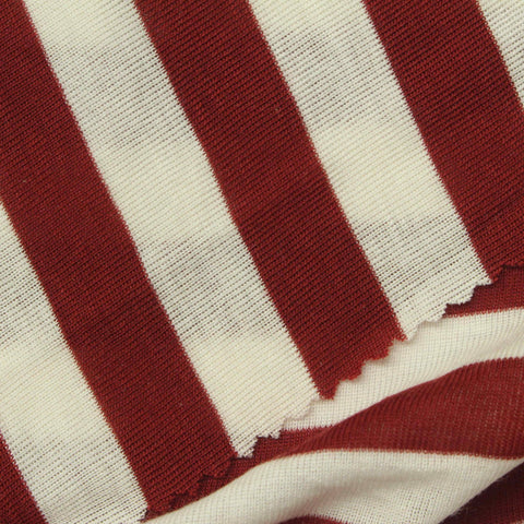 Red Horizontal-Stripe Rib Knit, Tencel Lyocell-Acrylic
