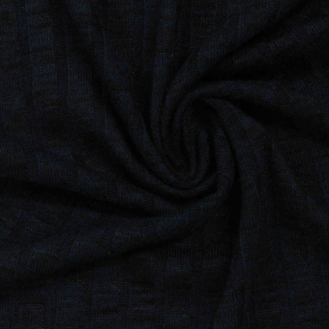 Dark Blue Square Rib Knit, Viscose-Poly