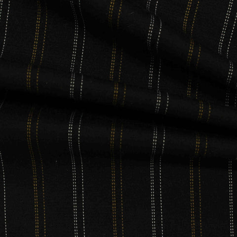 Black Vertical-Stripe Interlock Knit, Polyester, 320 gsm