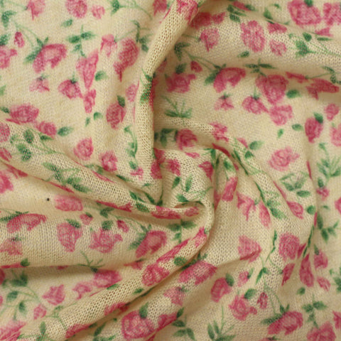 Pink Roses Knit, Polyester, 105 gsm