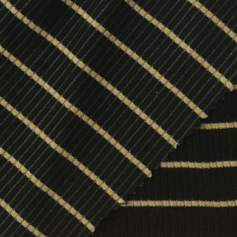 Beige Horizontal-Stripe Rib Knit, Viscose