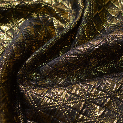 Dark Gold Textured-Square Jacquard, Poly-Cotton
