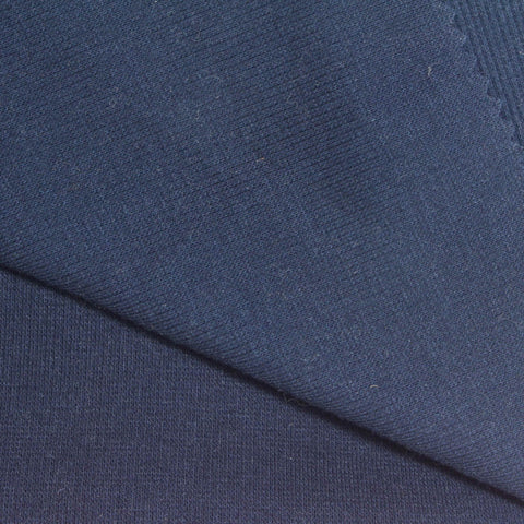 Cotton Polyester Stretch Rib Knit Fabric, 260 gsm, 128 cm — Navy