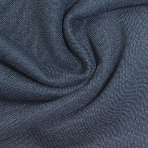 Brushed Cotton Polyester French Terry Fabric, 350 gsm, 180 cm — Navy