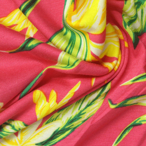 Yellow Flowers Jersey Knit, Viscose