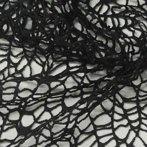 Black Openwork Knit, Polyester, 110 gsm