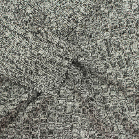 Black Marl Rib Knit, Viscose, 192 gsm