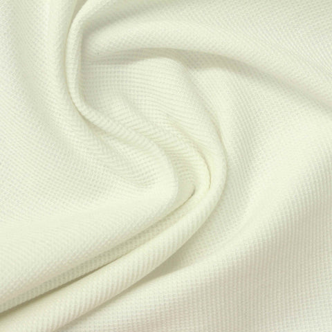 Polyester Viscose Stretch Waffle Knit Fabric, 265 gsm, 160 cm — White