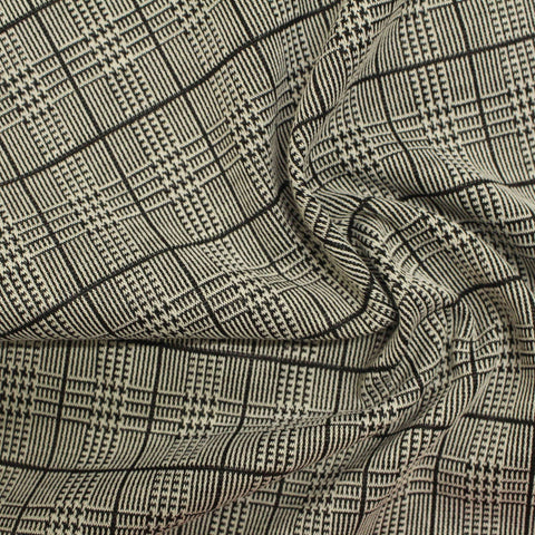 Black Plaid Knit, Viscose, 257 gsm