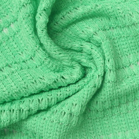 Light Green Textured-Diamond Chunky Knit, Poly-Viscose