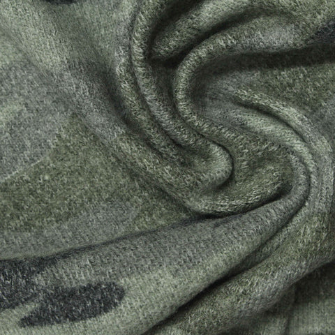 Green Camo Chunky Knit, Viscose-Poly, 300 gsm, 160 cm