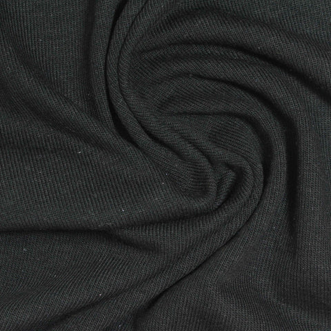 Brushed Polyester Cotton Stretch Jersey Knit Fabric, 200 gsm, 120 cm — Black