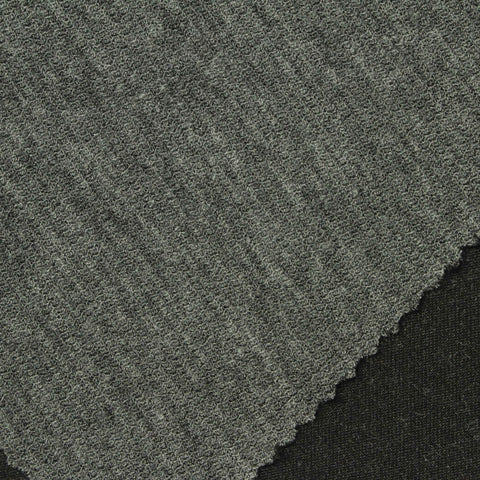 Polyester Viscose Stretch Rib Knit Fabric, 310 gsm, 170 cm — Black