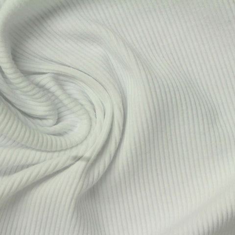Light Grey Vertical-Stripe Rib Knit, Cotton-Poly