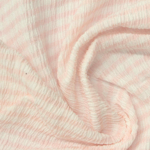 Pink Horizontal-Stripe Crepe, Polyester