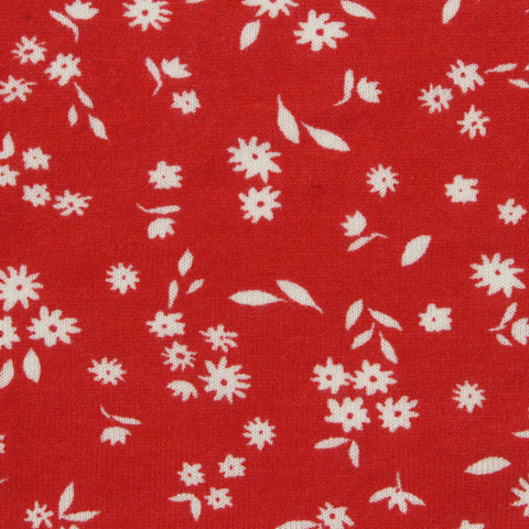 White Flowers Jersey Knit, Poly-Viscose