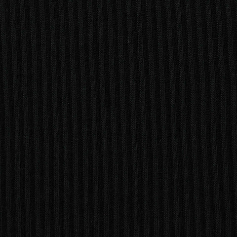 Viscose Polyester Rib Knit Fabric, 170 gsm, 185 cm — Black