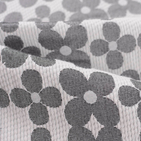 Dark Grey Floral Jacquard, Poly-Cotton