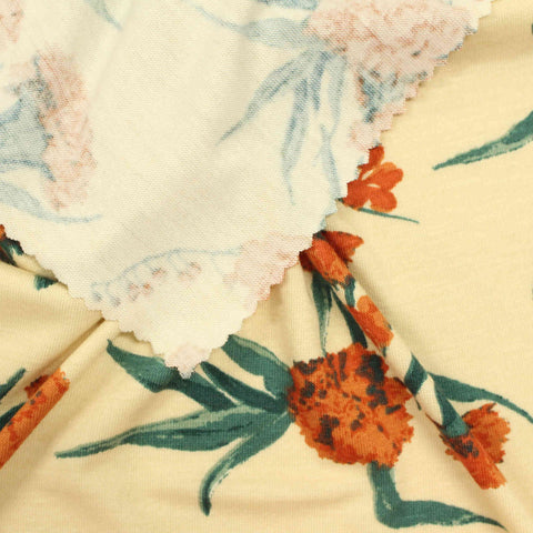 Orange Flowers Knit, Viscose