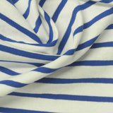 Blue Horizontal-Stripe Jersey Knit, Cotton — photo 3