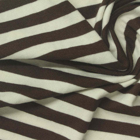 Dark Brown Horizontal-Stripe Knit, Viscose-Poly