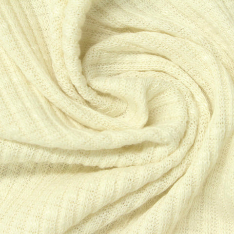 Slub Polyester Viscose Stretch Rib Knit Fabric, 235 gsm, 160 cm — Yellow