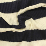 Dark Blue Horizontal-Stripe Rib Knit, Viscose-Poly — photo 3