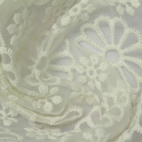 Off-White Floral Organza, Nylon