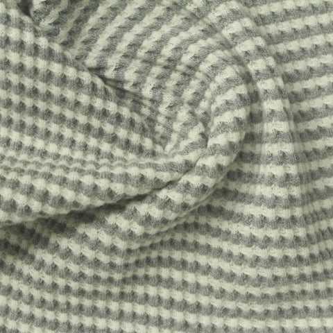 Striped Cotton Polyester Waffle Knit Fabric, 230 gsm, 160 cm — Grey