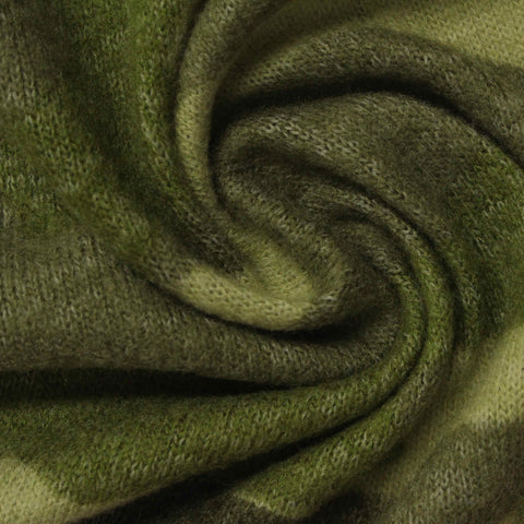 Green Camo Chunky Knit, Poly-Viscose, 170 gsm