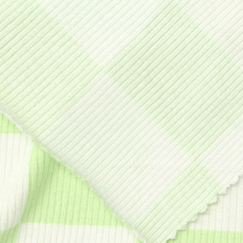 Light Green Check Rib Knit, Viscose