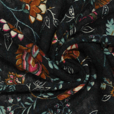 Orange Floral Knit, Polyester, 170 gsm