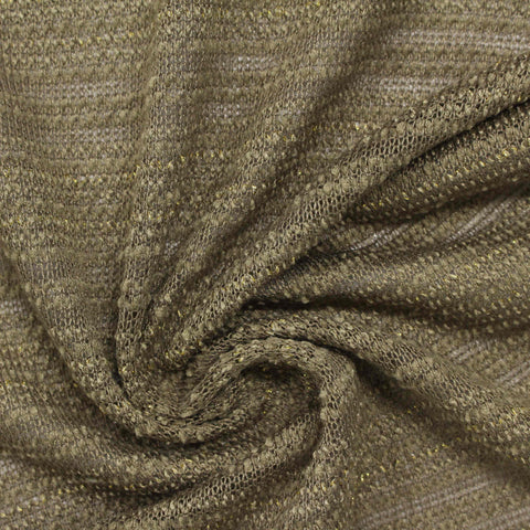 Polyester Viscose Metallic Chunky Knit Fabric, 170 gsm, 166 cm — Brown
