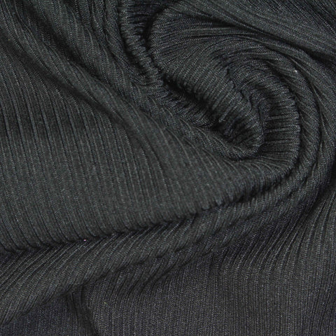 Brushed Polyester Stretch Rib Knit Fabric, 270 gsm, 165 cm — Grey