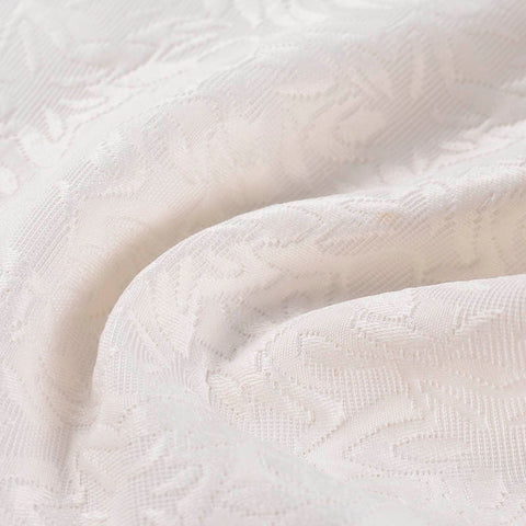 White Tone-on-Tone Leaf Jacquard, Poly-Cotton
