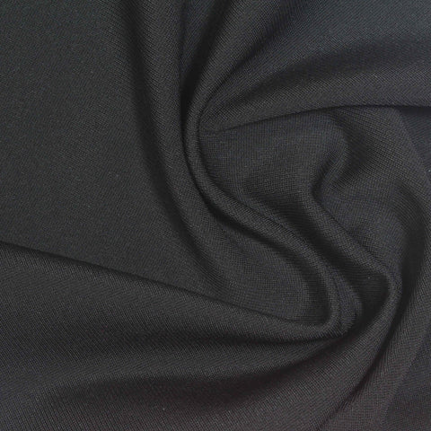Viscose Nylon Stretch Ponte Knit Fabric, 350 gsm, 150 cm — Black, ref EF-278921