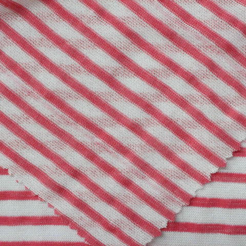 Pink Horizontal-Stripe Rib Knit, Viscose-Poly, 119 gsm