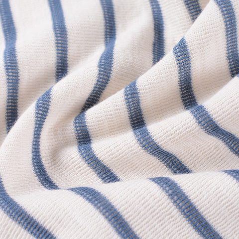Blue Horizontal-Stripe Interlock Knit, Cotton