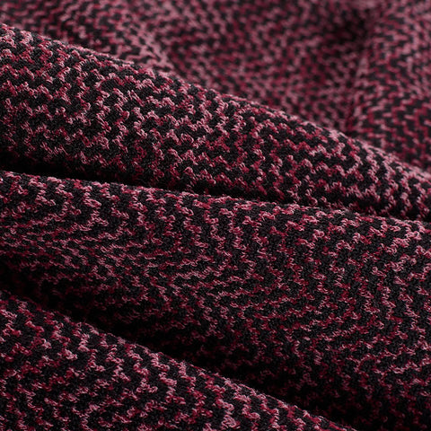 Dark Red Fine-Chevron Jersey Knit, Polyester