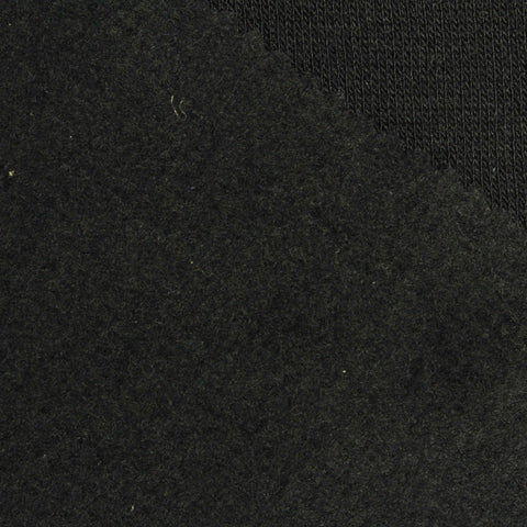 Brushed Polyester Rib Knit Fabric, 235 gsm, 137 cm — Black